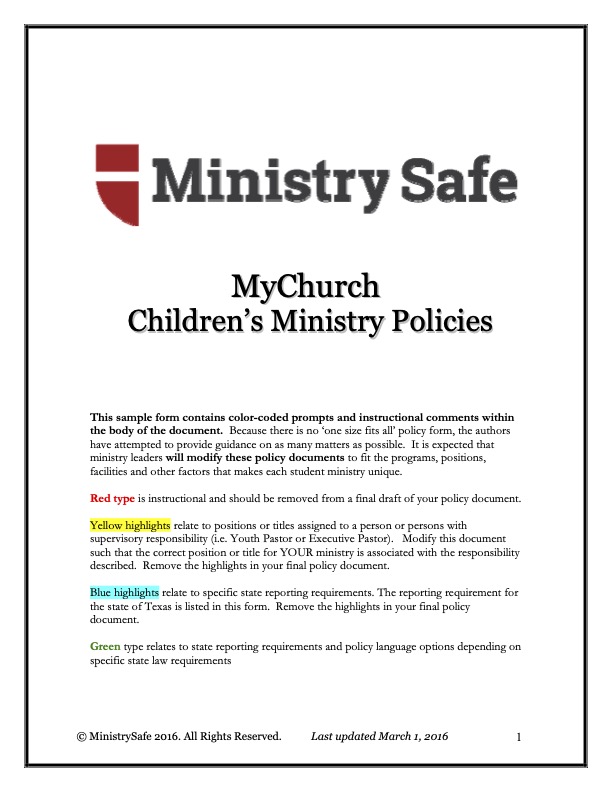 @Sample Policy - (Ministry Safe)
